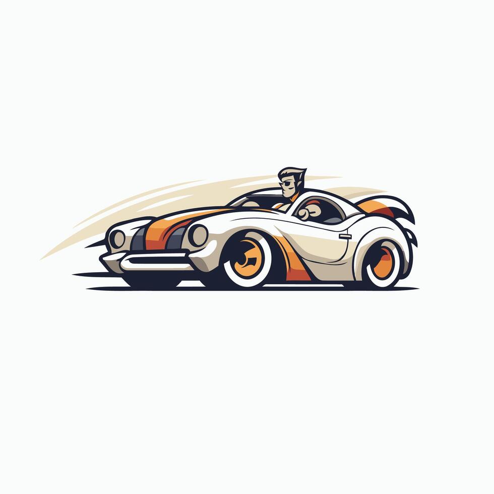 Retro sports car logo design template Retro car logo design vector