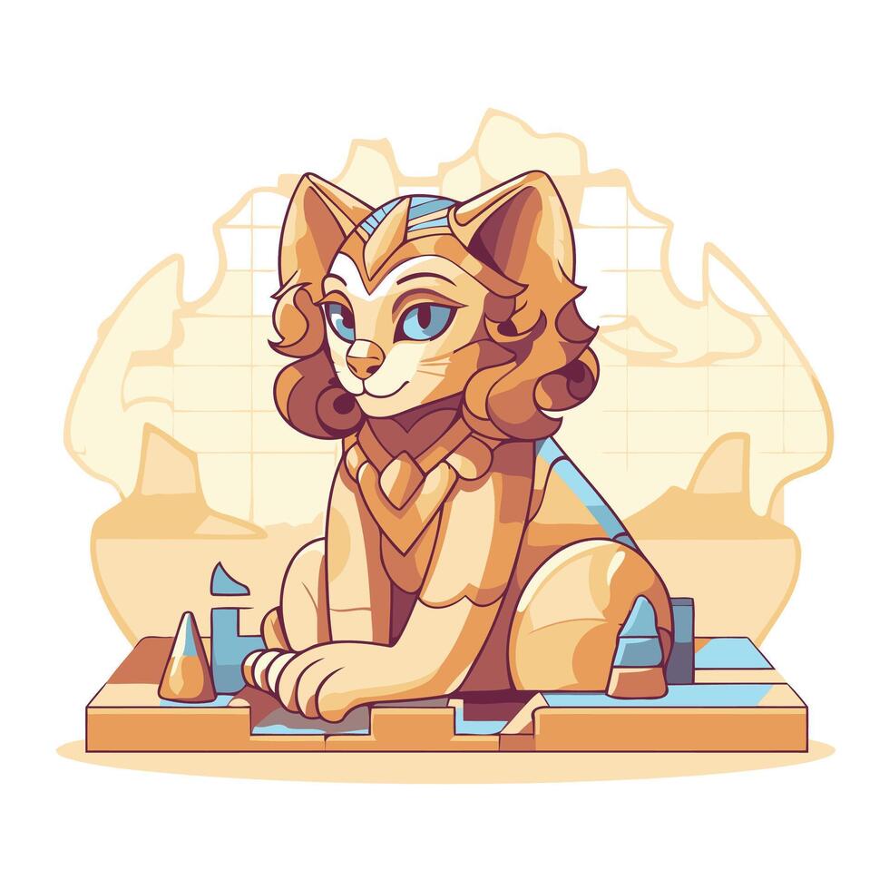 Egyptian Sphinx on the background of the map element illustration vector