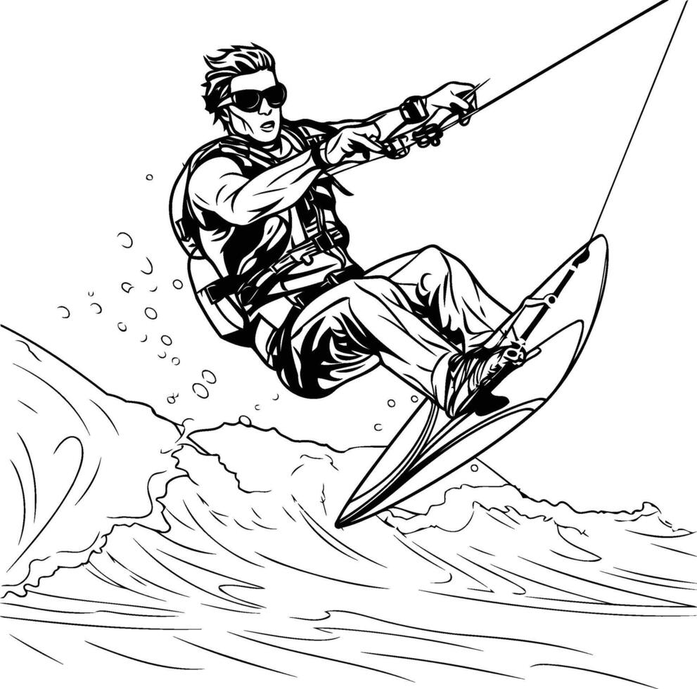 Kitesurfing in the sea sketch for your design element illustration vector