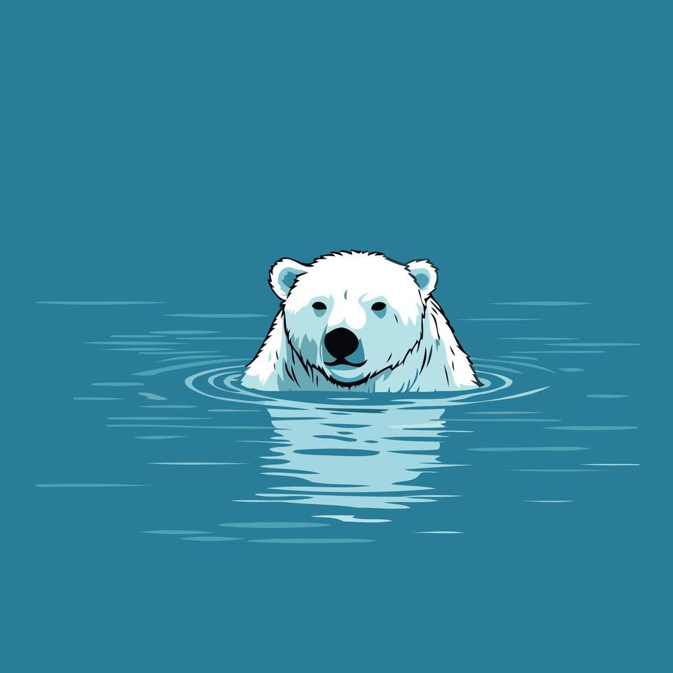 Polar bear swimming in the water element illustration in cartoon style vector