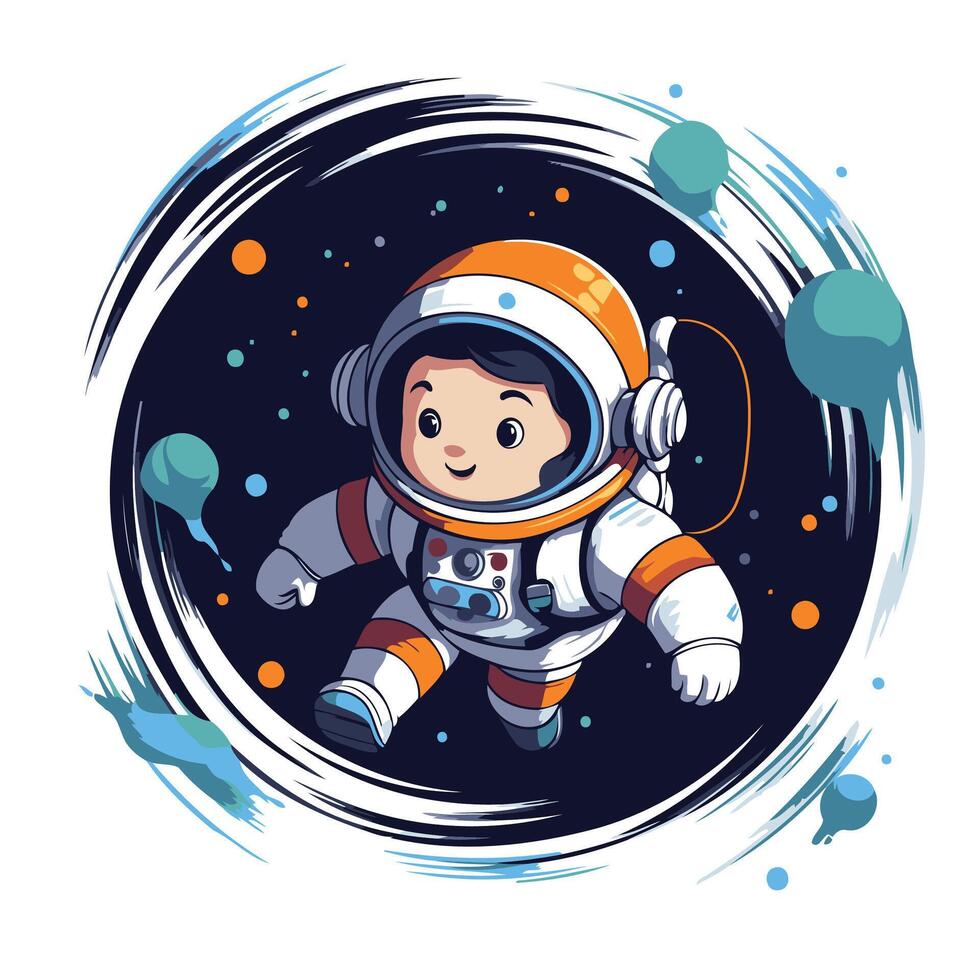 Astronaut in space with starry background element illustration graphic design vector
