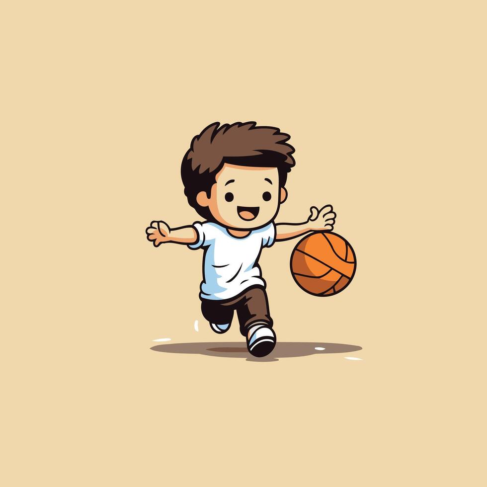 Cartoon boy playing basketball illustration of a boy playing basketball vector