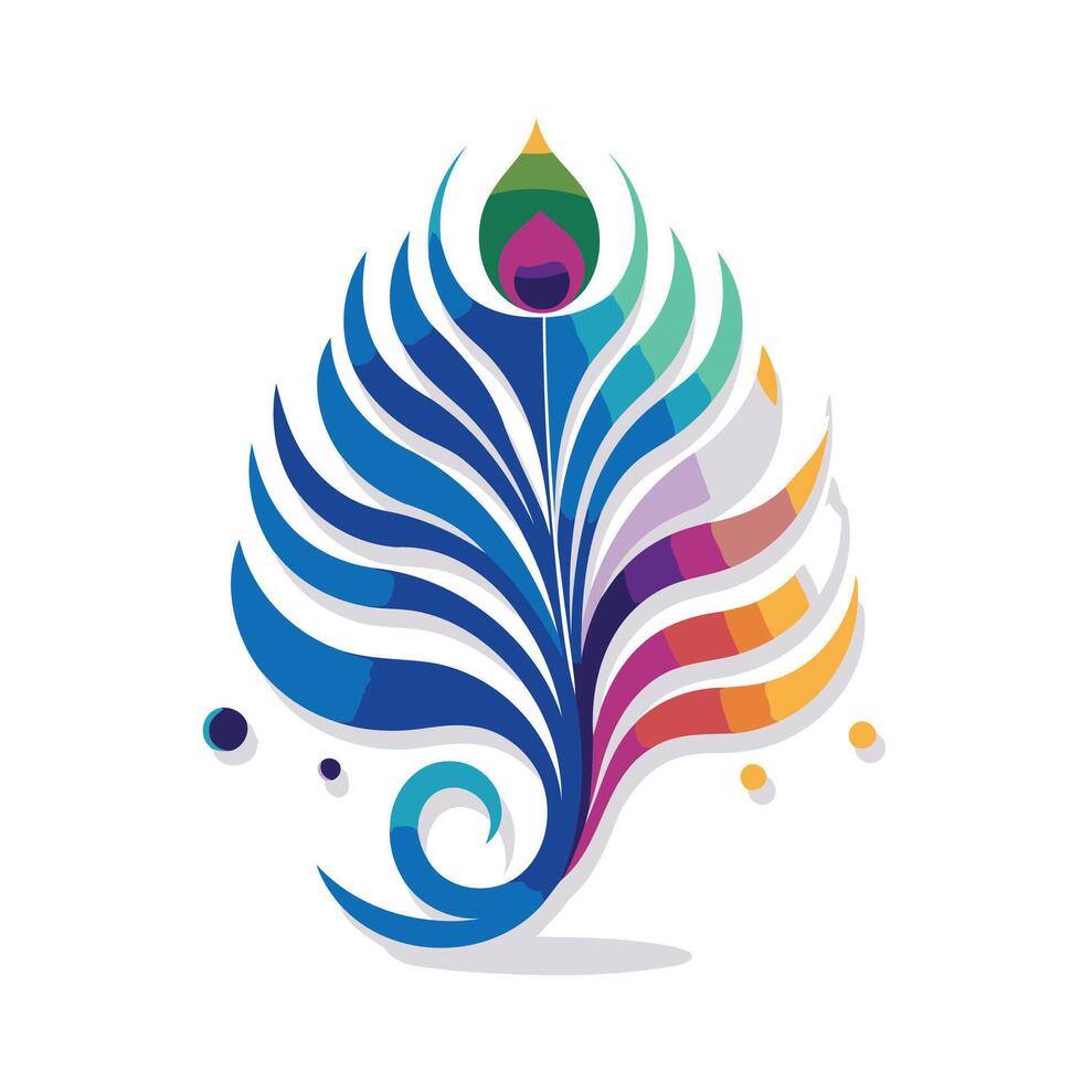 Colorful peacock feather logo colorful peacock feather logo vector