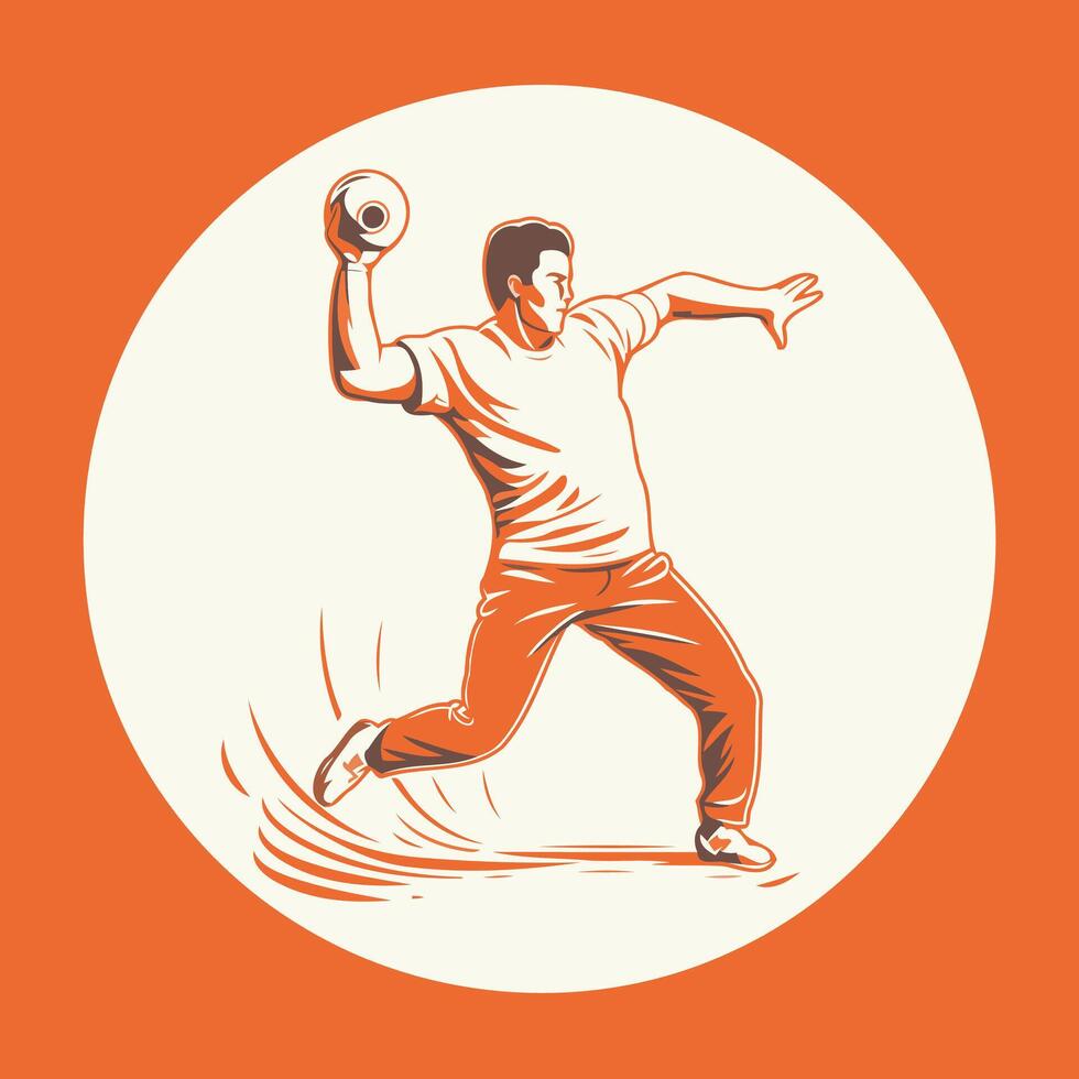 illustration of a handball player with a ball in hand vector