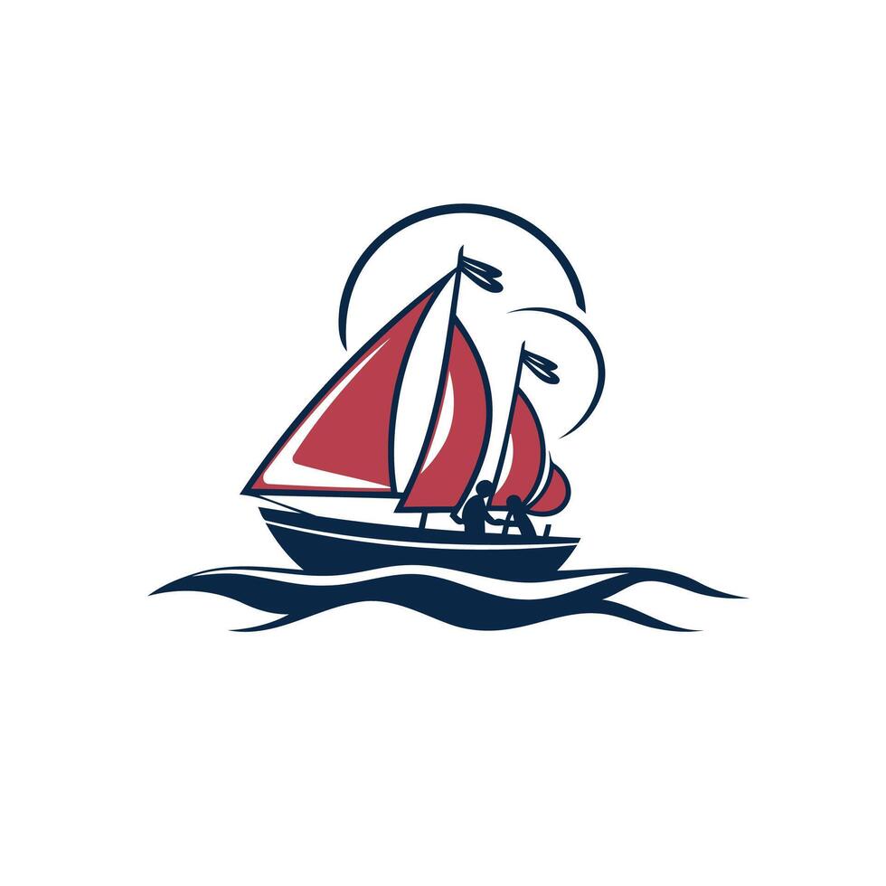 Sailing boat element logo template Yachting club icon vector