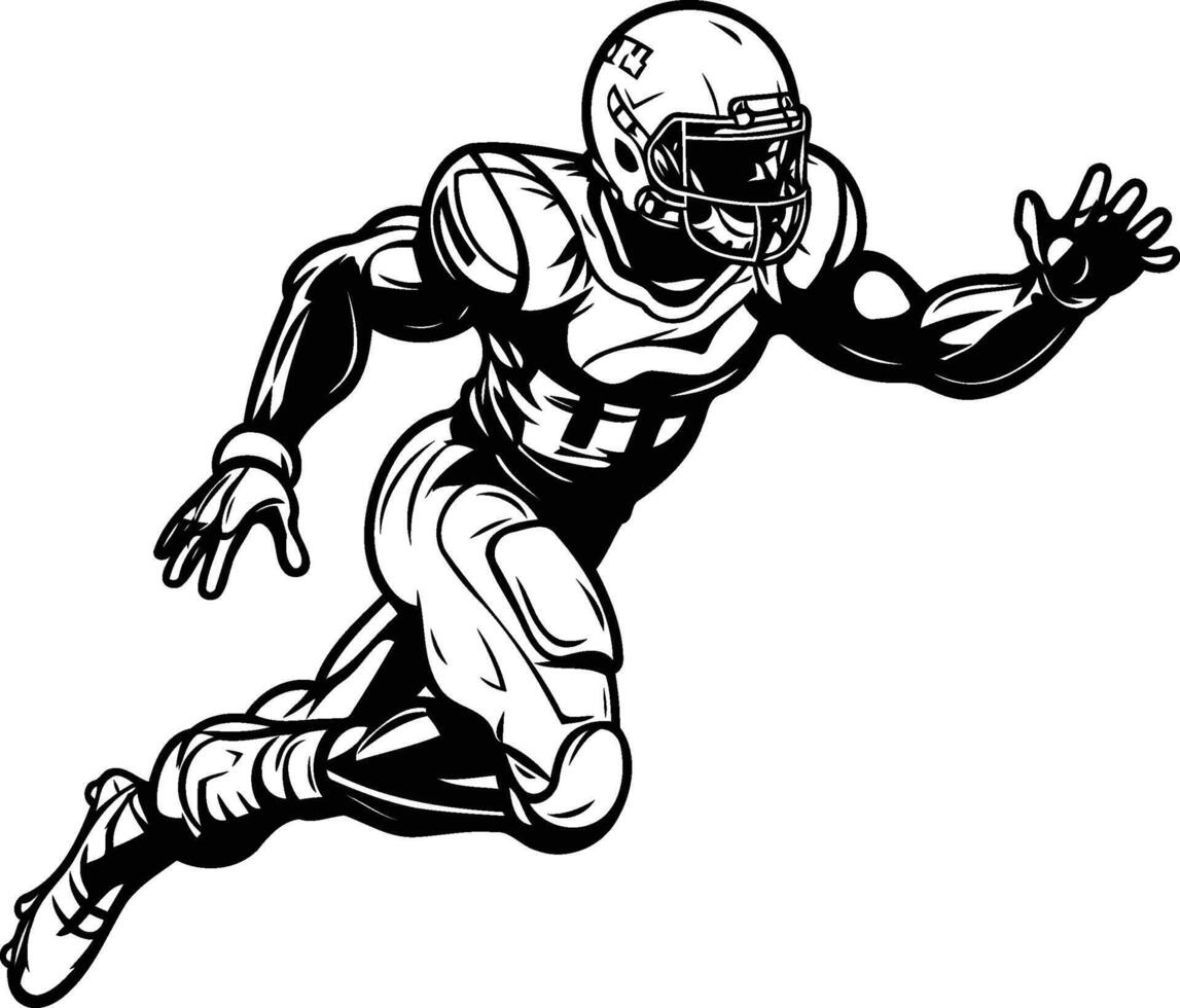 American football player running with ball illustration ready for vinyl cutting vector
