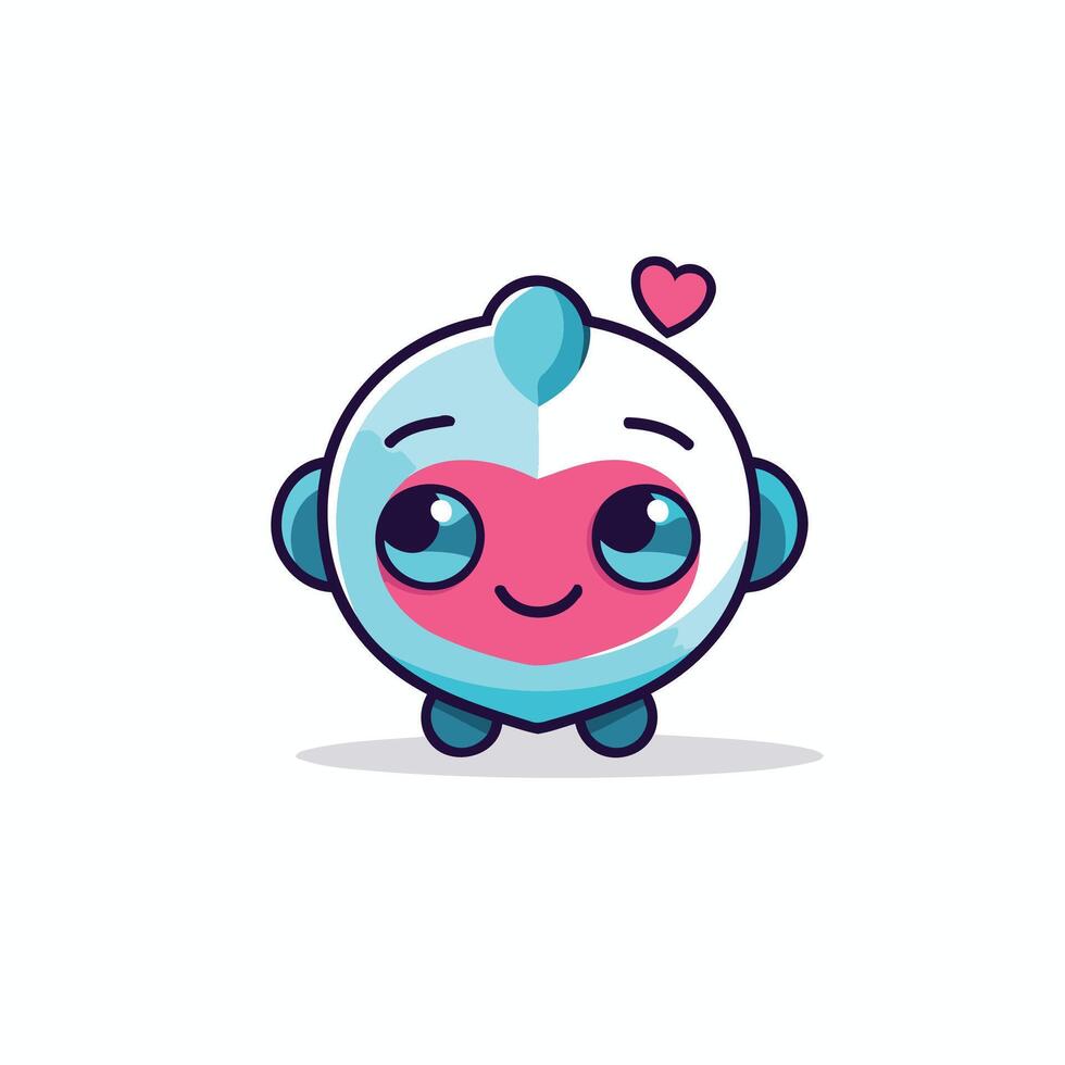 Cute kawaii alien with heart eyes illustration vector