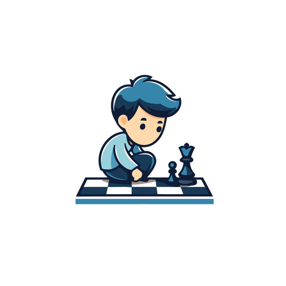 Businessman playing chess Business strategy concept element illustration in flat style vector