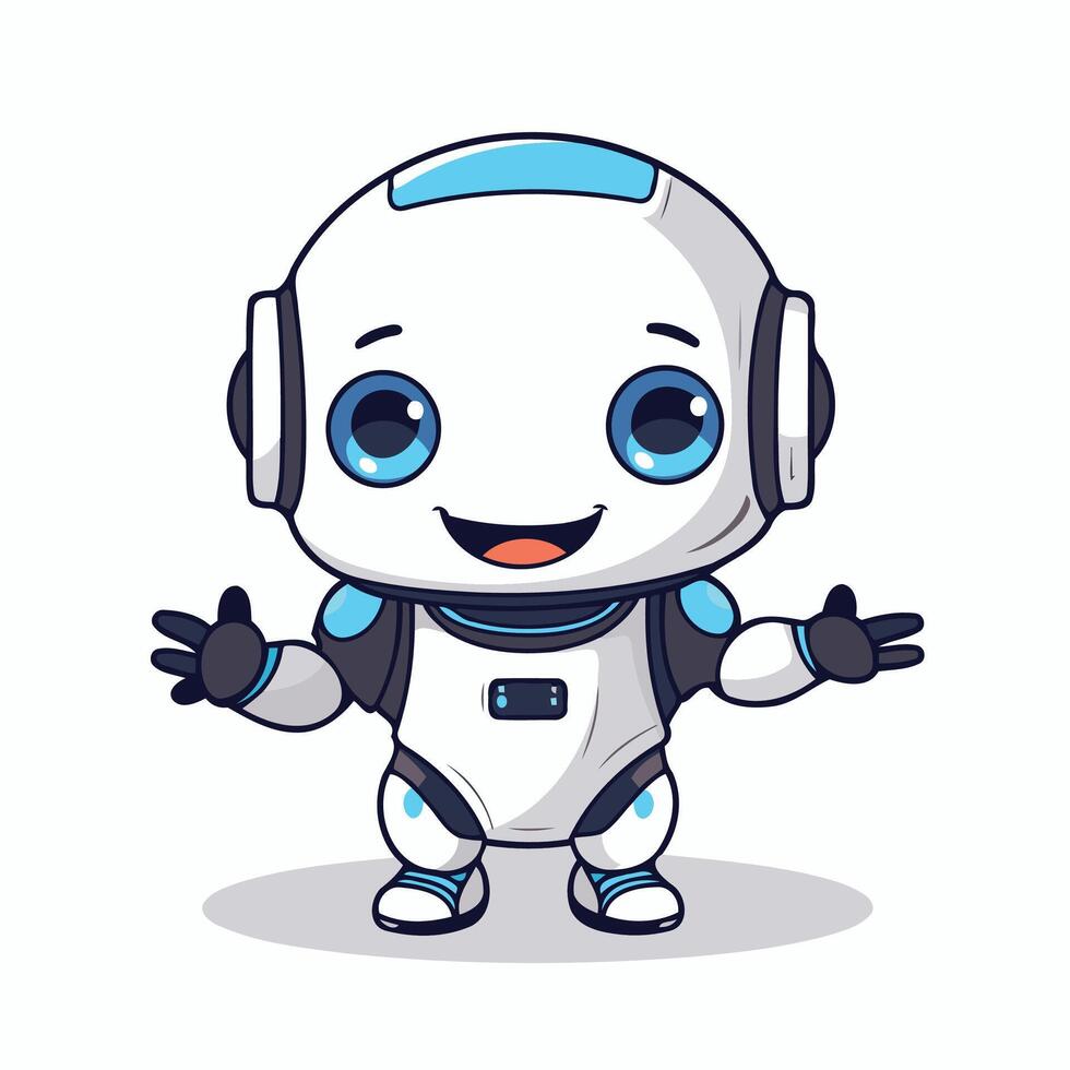 Cute robot cartoon character element illustration Cute little robot character vector