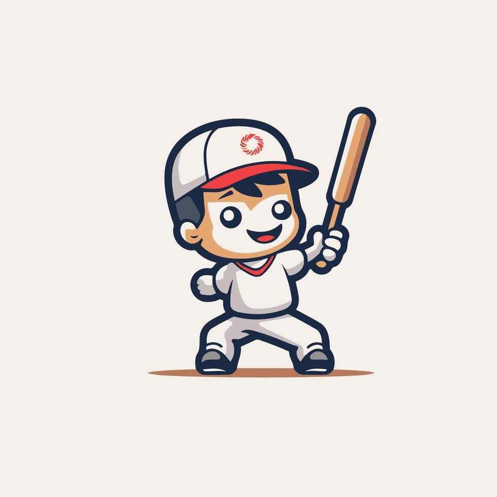 Baseball Player Cartoon Mascot Character Design element Illustration vector