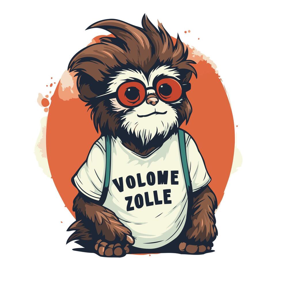 Cute dog with glasses and t shirt illustration vector