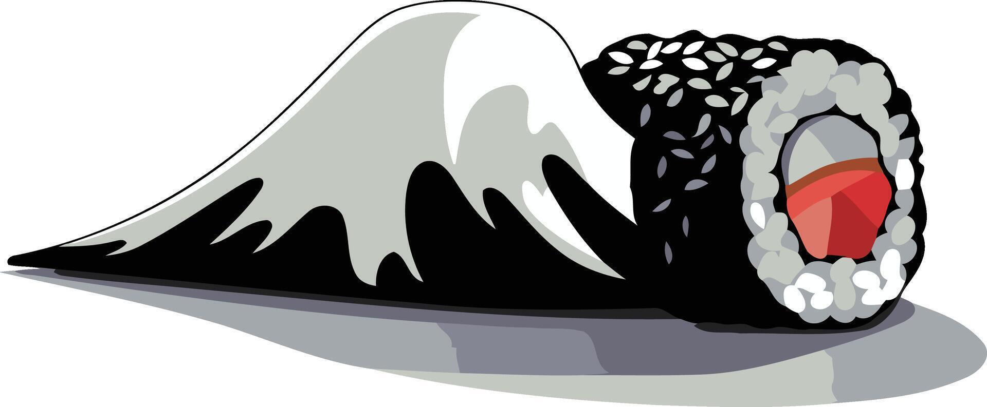 Black Sesame Sushi Roll with Tuna vector