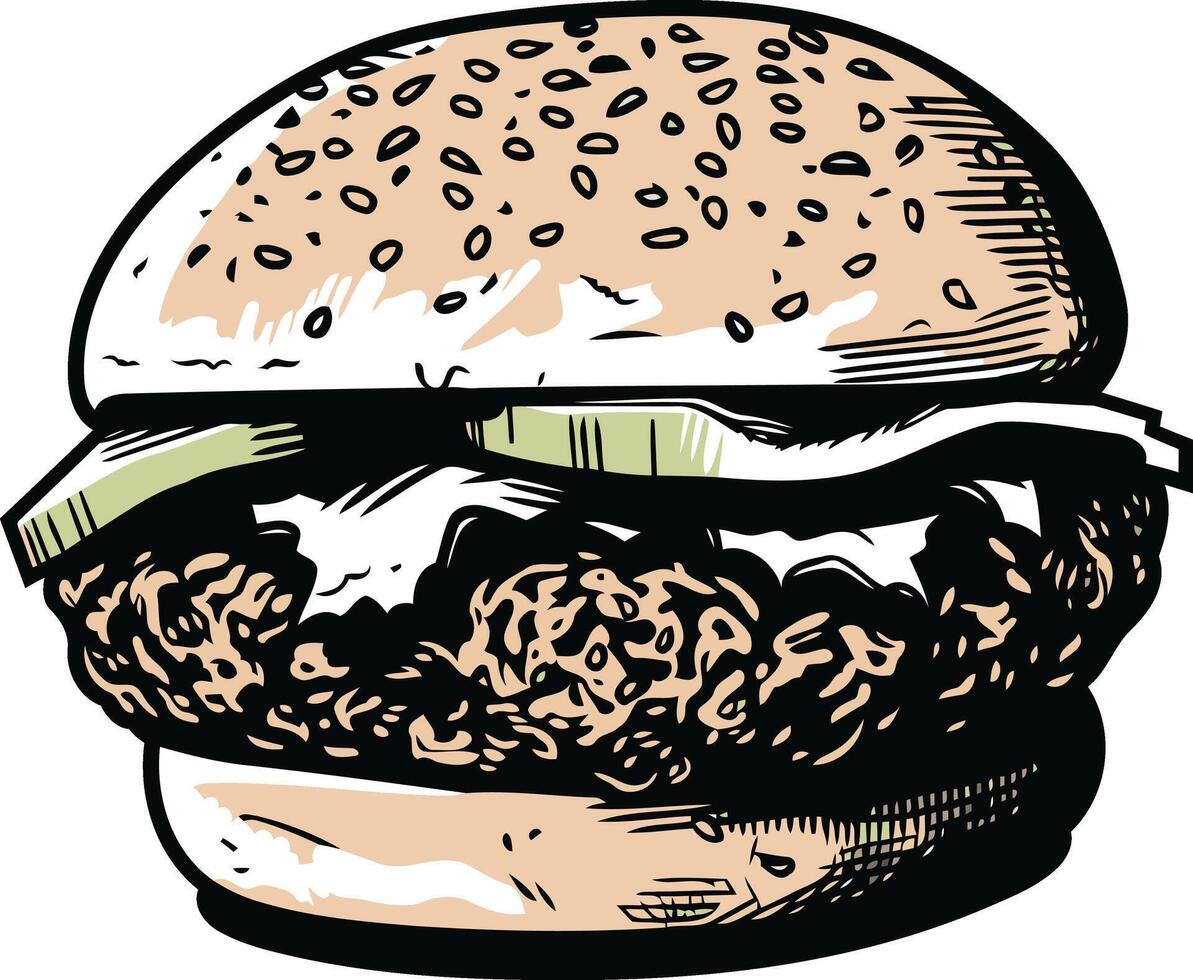 Hand Drawn Sketch of a Delicious Burger vector