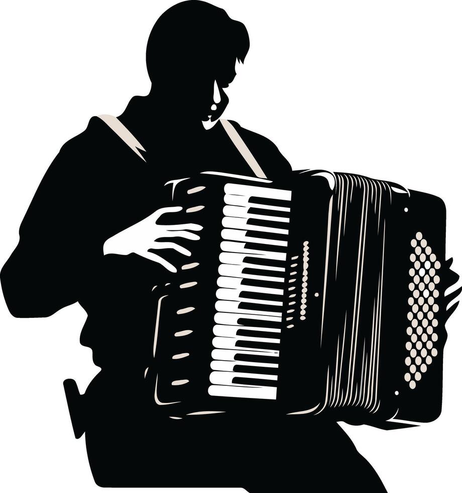 Silhouette of a Musician Playing Accordion vector