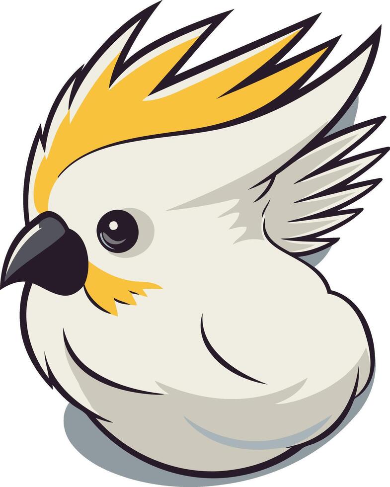 Cute Cartoon Cockatoo with Yellow Crest vector