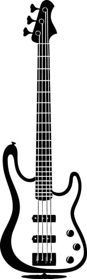 Black and White Silhouette of a Bass Guitar vector