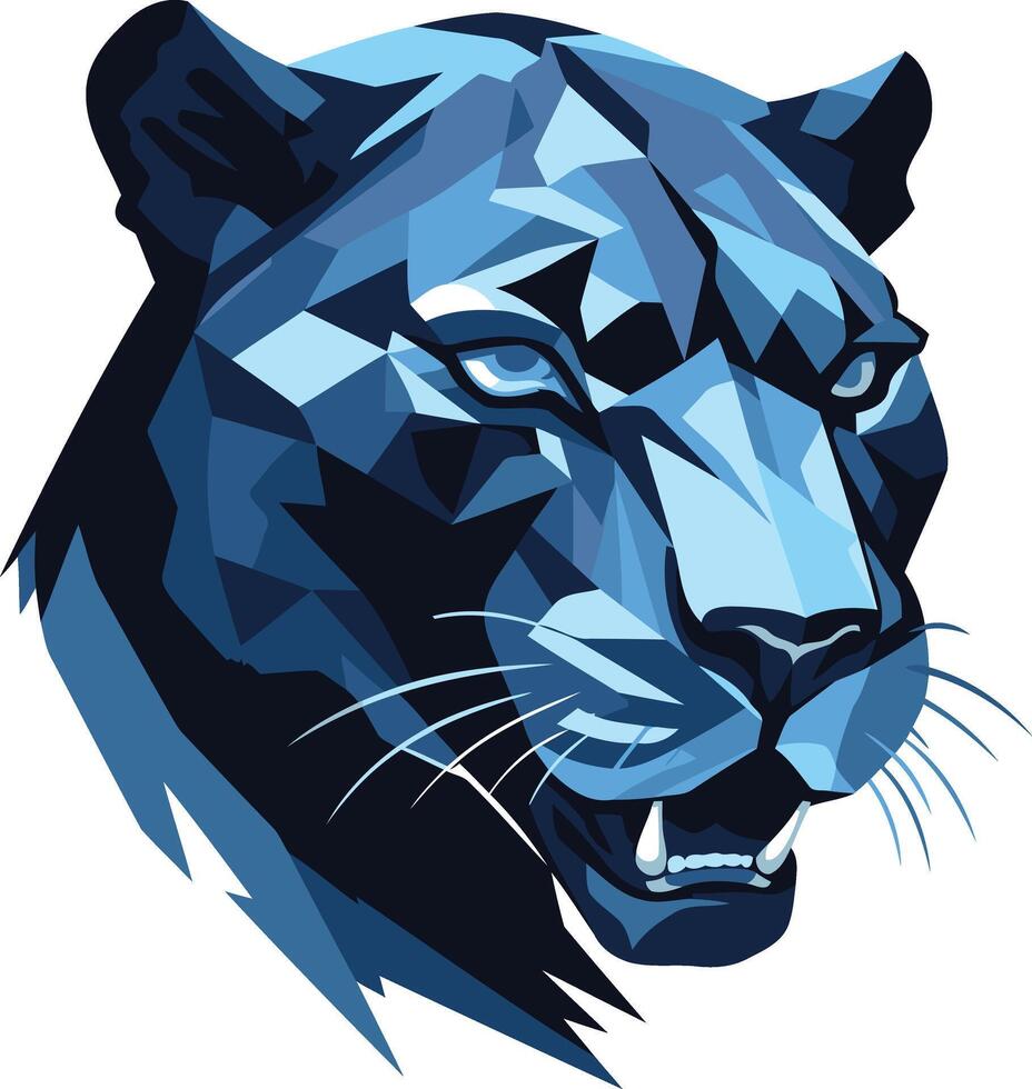 Geometric Blue Panther vector