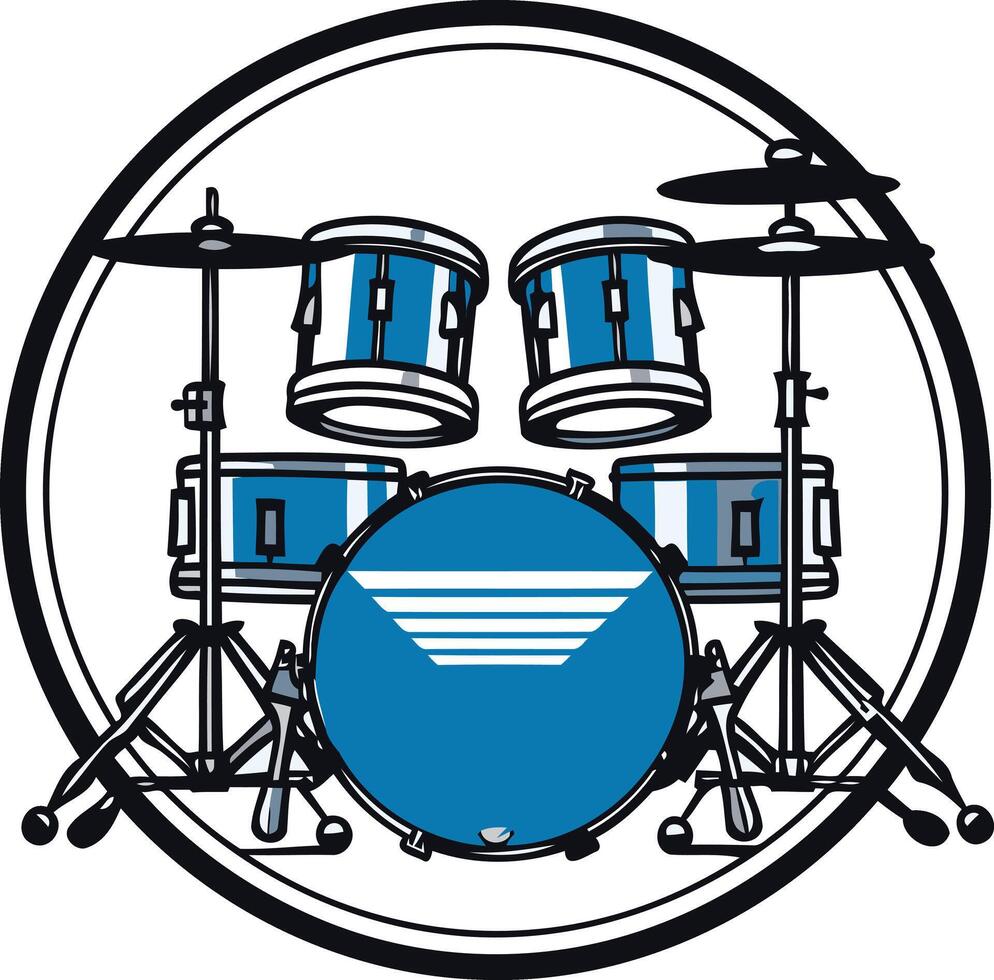 Blue Drum Set in a Circle vector