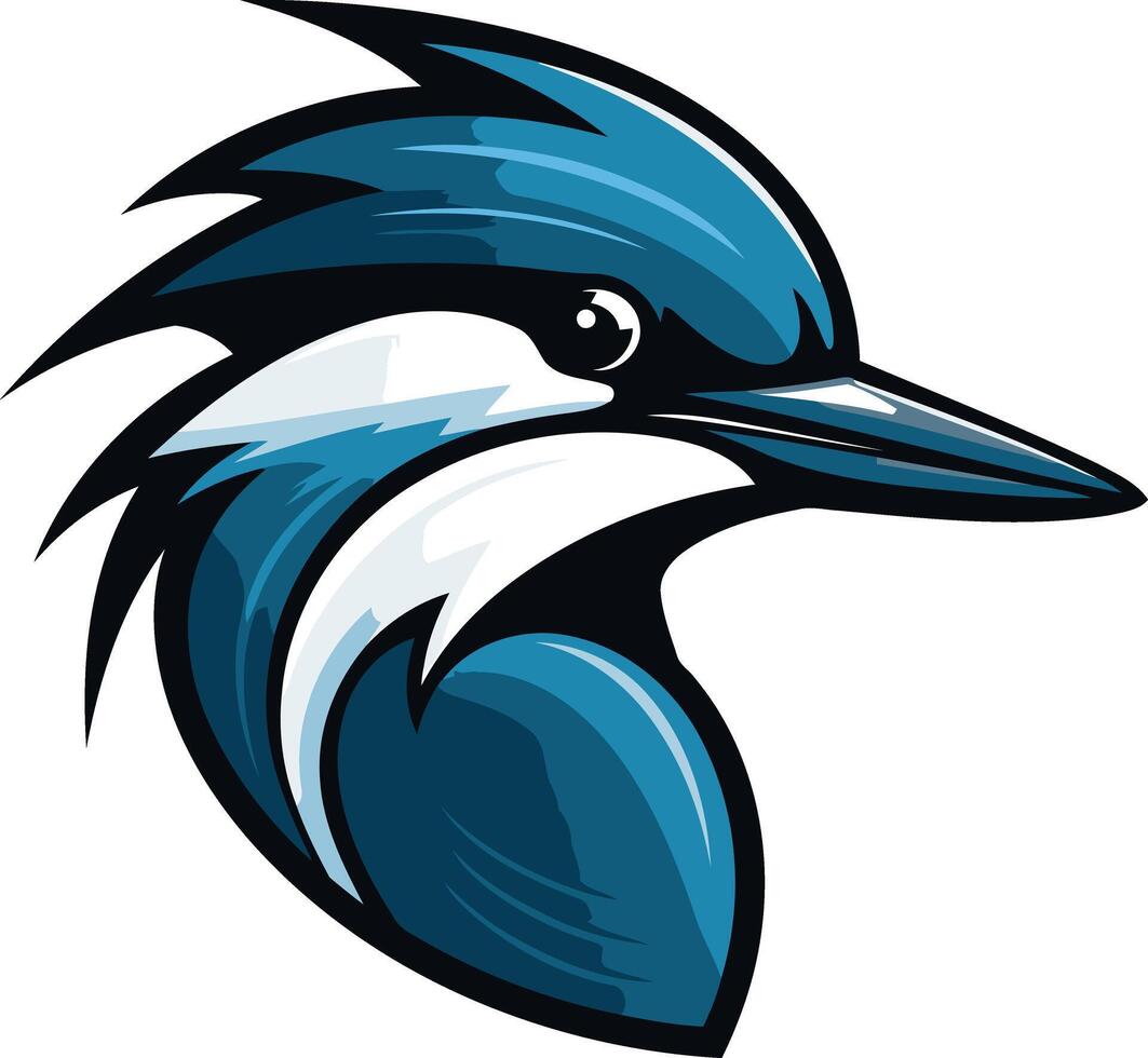 Bold and vibrant illustration of a kingfisher bird head, perfect for sports teams, logos, and nature themed designs vector