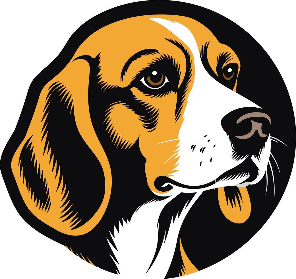 A bold, graphic illustration of a beagle's head, perfect for dog related brands, websites, or pet products vector