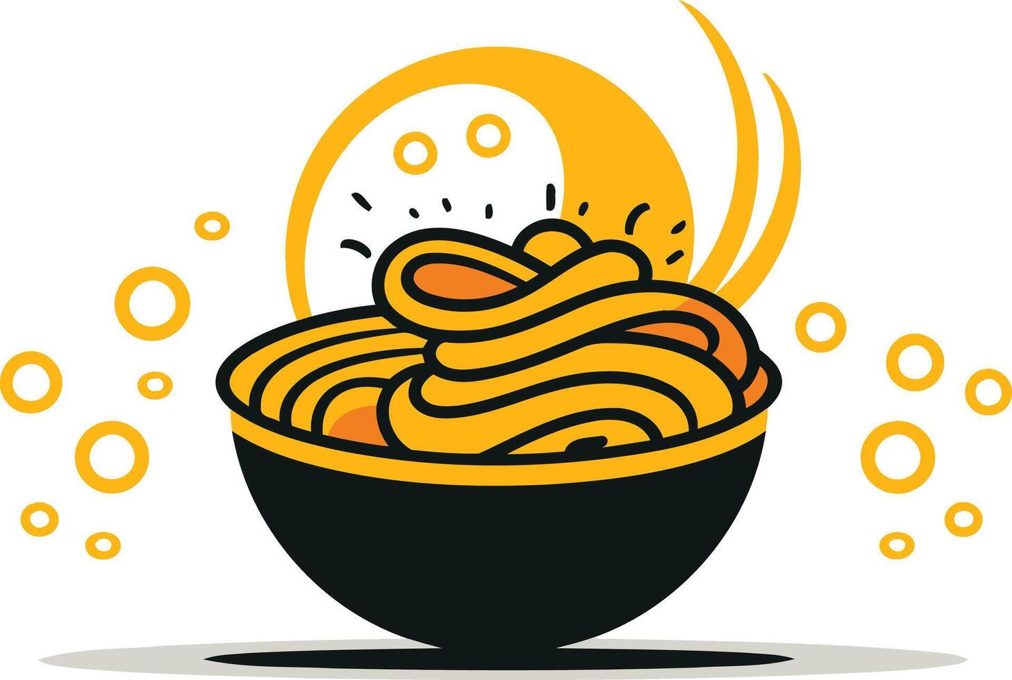 Cute and quirky hand drawn illustration of a bowl of noodles, perfect for food branding, menus, and social media vector
