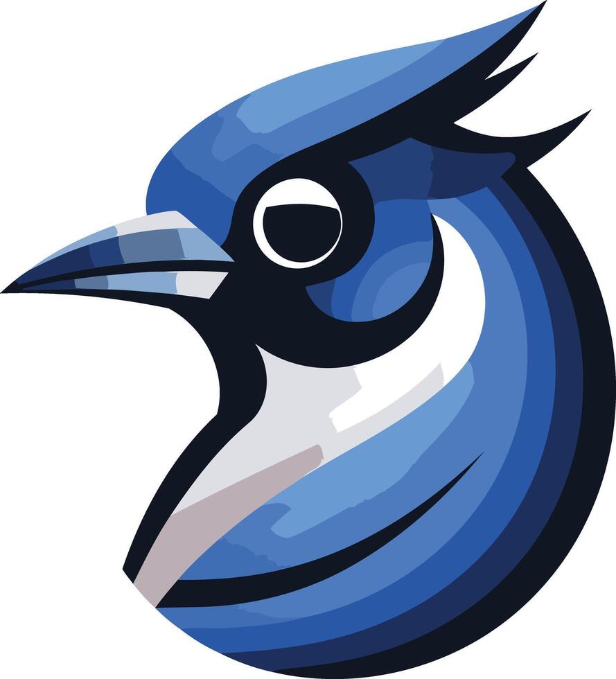 A stylized blue jay bird logo design, perfect for businesses and brands looking for a unique and eye catching symbol vector