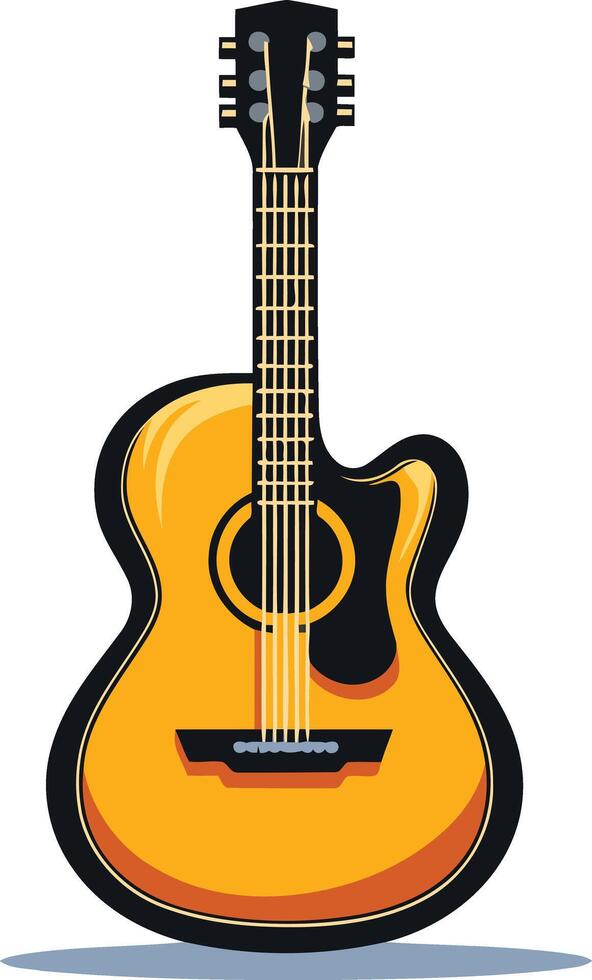 A simple illustration of a yellow acoustic guitar, perfect for music themed designs and websites vector