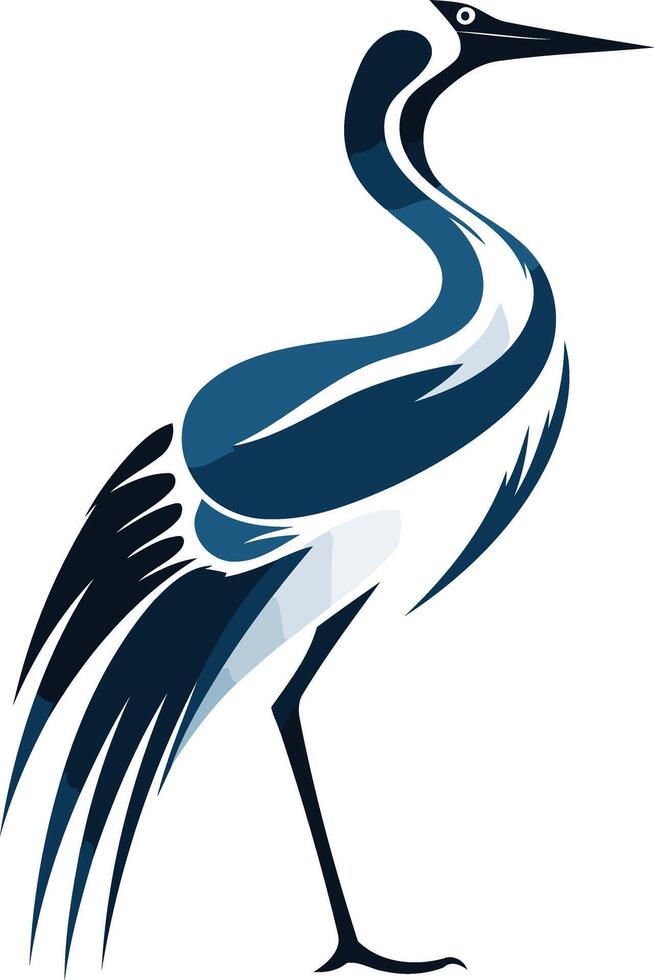A stylized blue crane in a graceful pose, perfect for eco conscious brands and nature inspired designs vector
