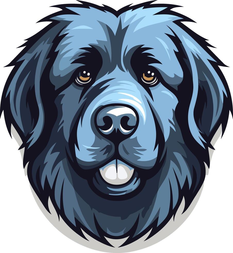 A friendly, cartoon style illustration of a black newfoundland dog's head vector