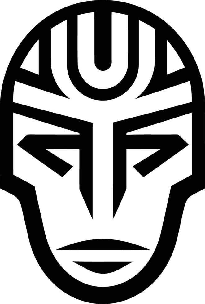 Bold, graphic face mask design with tribal inspired lines vector