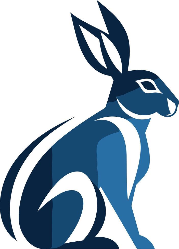 Stylish, abstract logo of a rabbit in a blue color scheme vector