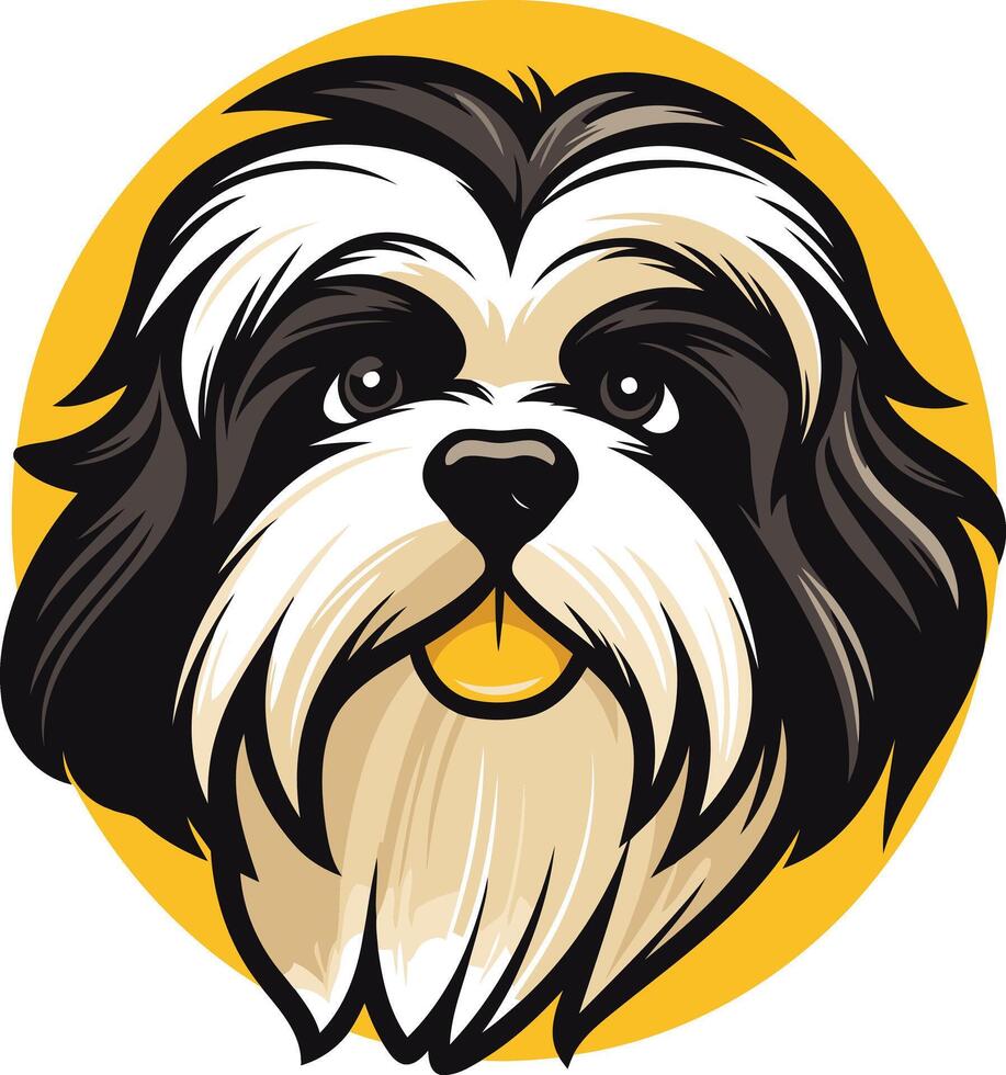 Cute cartoon illustration of a shih tzu dog, perfect for pet related brands, websites, or social media content vector