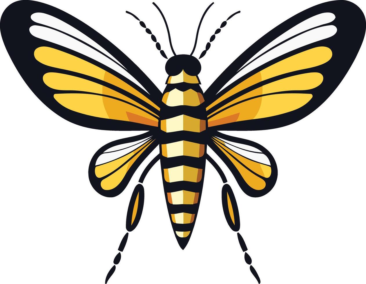Vibrant yellow and black cartoon butterfly design, perfect for branding or logo design vector