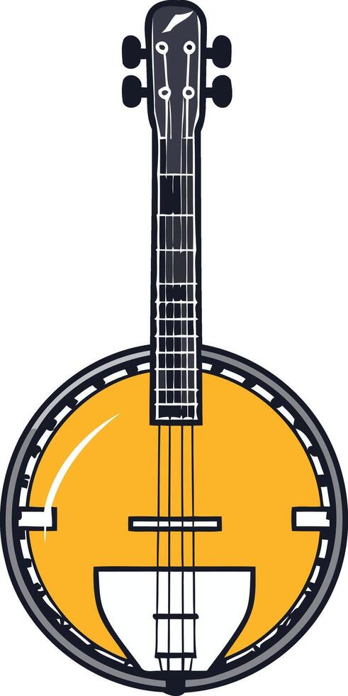 A simple, clean illustration of a banjo, perfect for use in music related projects, social media, or as a logo vector