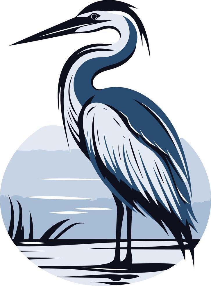 Elegant blue heron illustration, perfect for nature themed designs vector