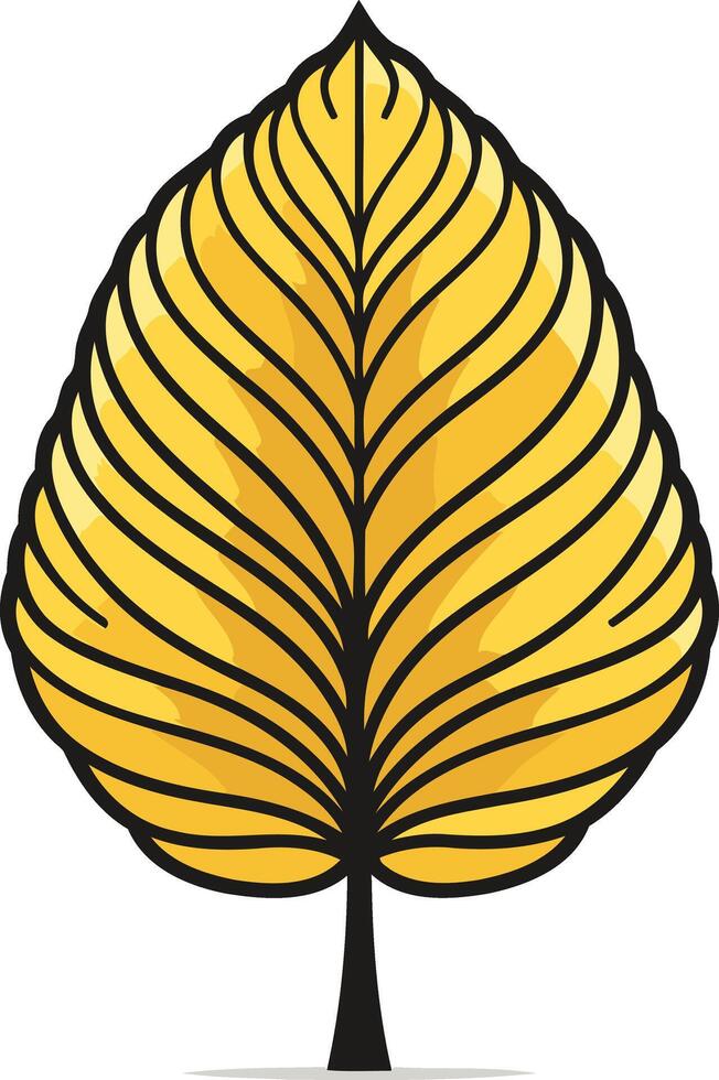 Simple, stylized illustration of a yellow leaf vector