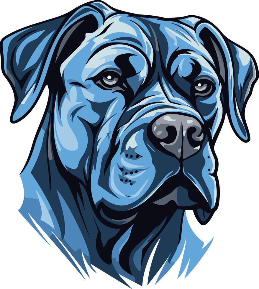 A powerful and striking illustration of a blue bulldog head, perfect for t shirt designs, logos, or branding vector