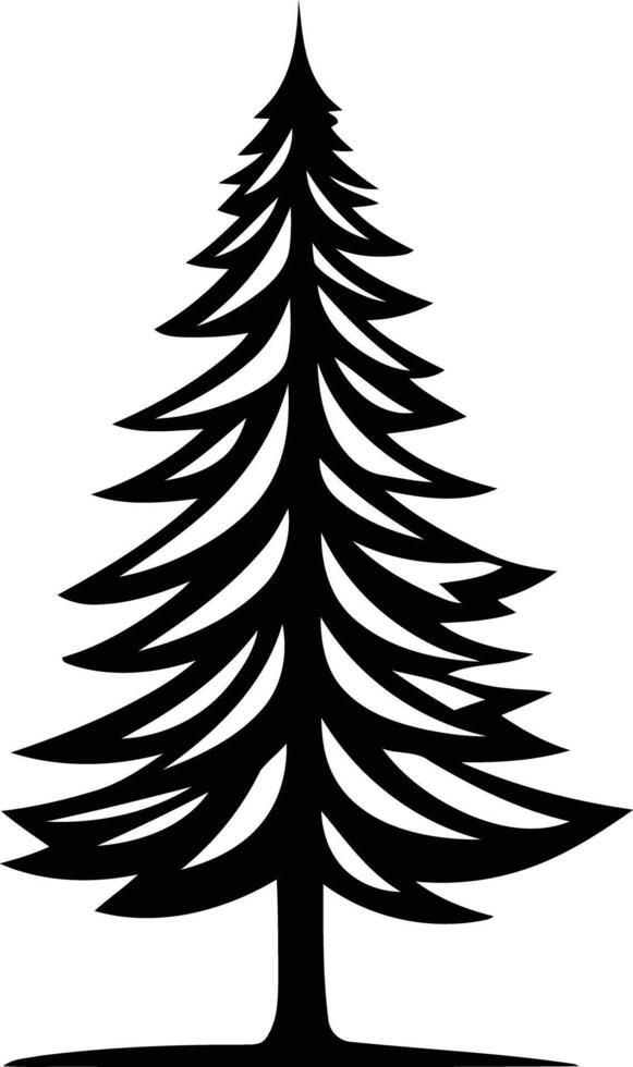 Simple black and white silhouette of a stylized pine tree, perfect for logos, branding, and nature inspired designs vector