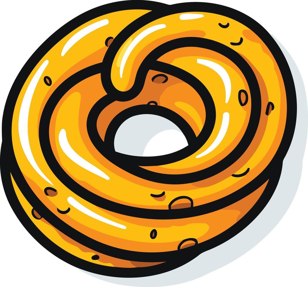 A fun, cartoon illustration of a delicious looking donut vector