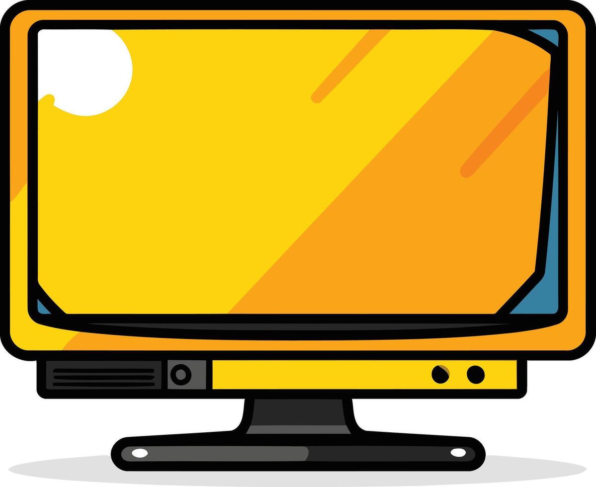 A cartoon illustration of a yellow television set with a blank screen, perfect for adding your own text or image vector