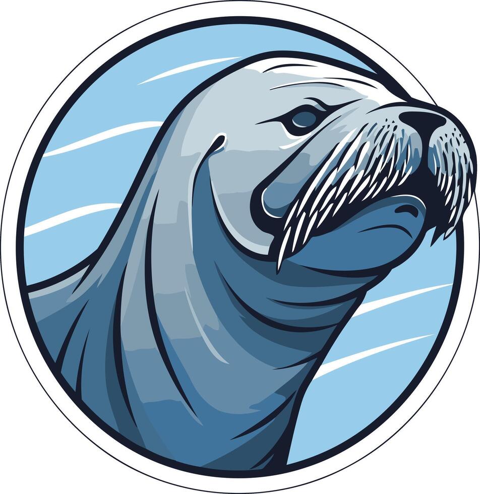 A bold and graphic illustration of a seal's head, perfect for branding, logos, and marine themed designs vector