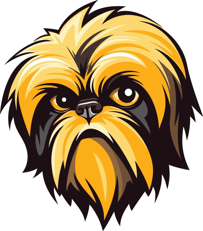 A bold and expressive illustration of a brussels griffon, perfect for pet related designs, branding, or social media vector