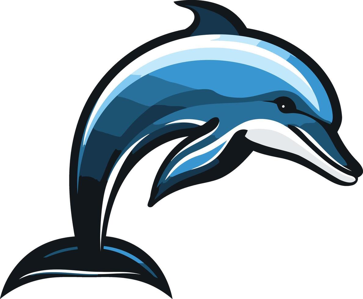 A vibrant, cartoon style dolphin leaping out of the water, perfect for logo design, branding, or sports team mascots vector