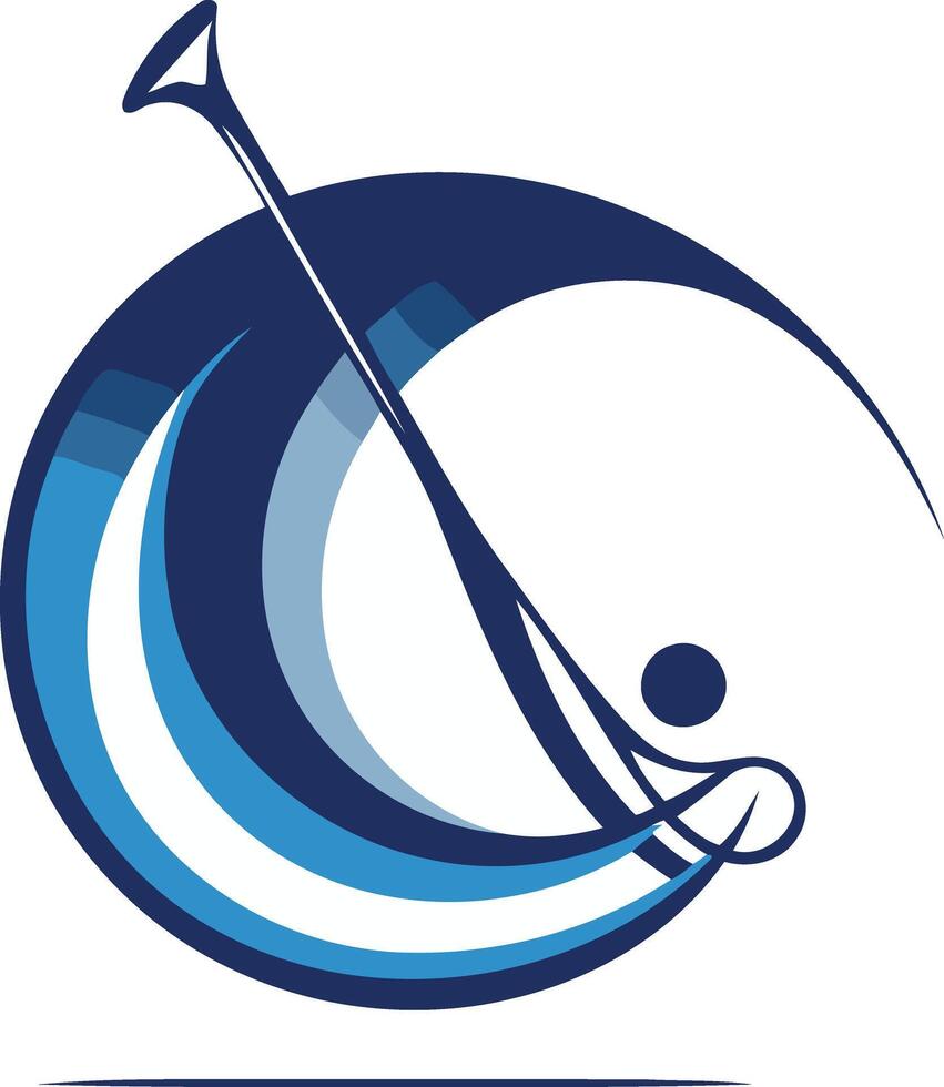 Abstract logo design with a wave and a paddle, symbolizing water sports and adventure vector