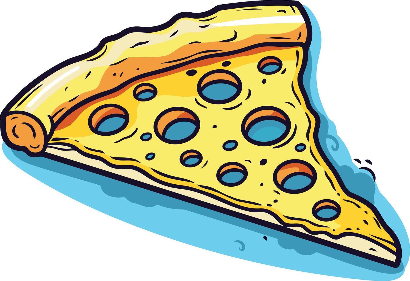 Cartoon Slice of Pizza with Cheese Holes vector
