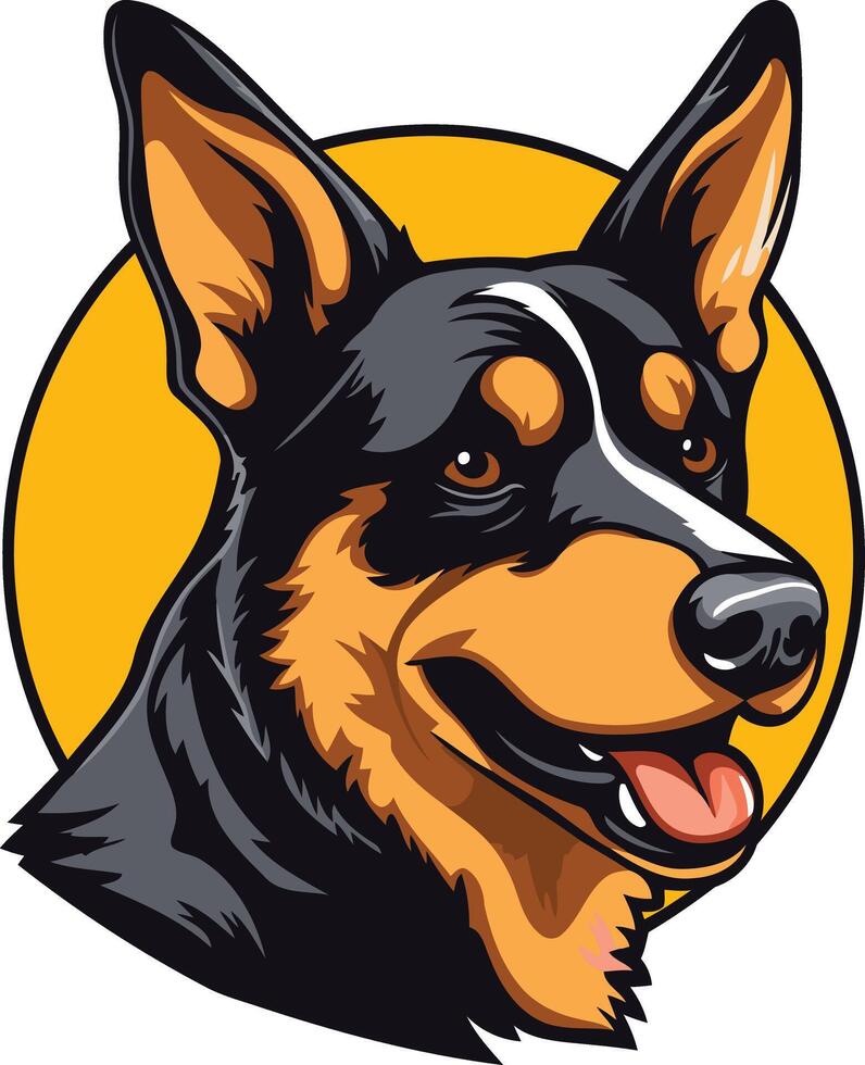 A friendly and energetic australian shepherd dog with a happy expression, perfect for branding or pet related designs vector