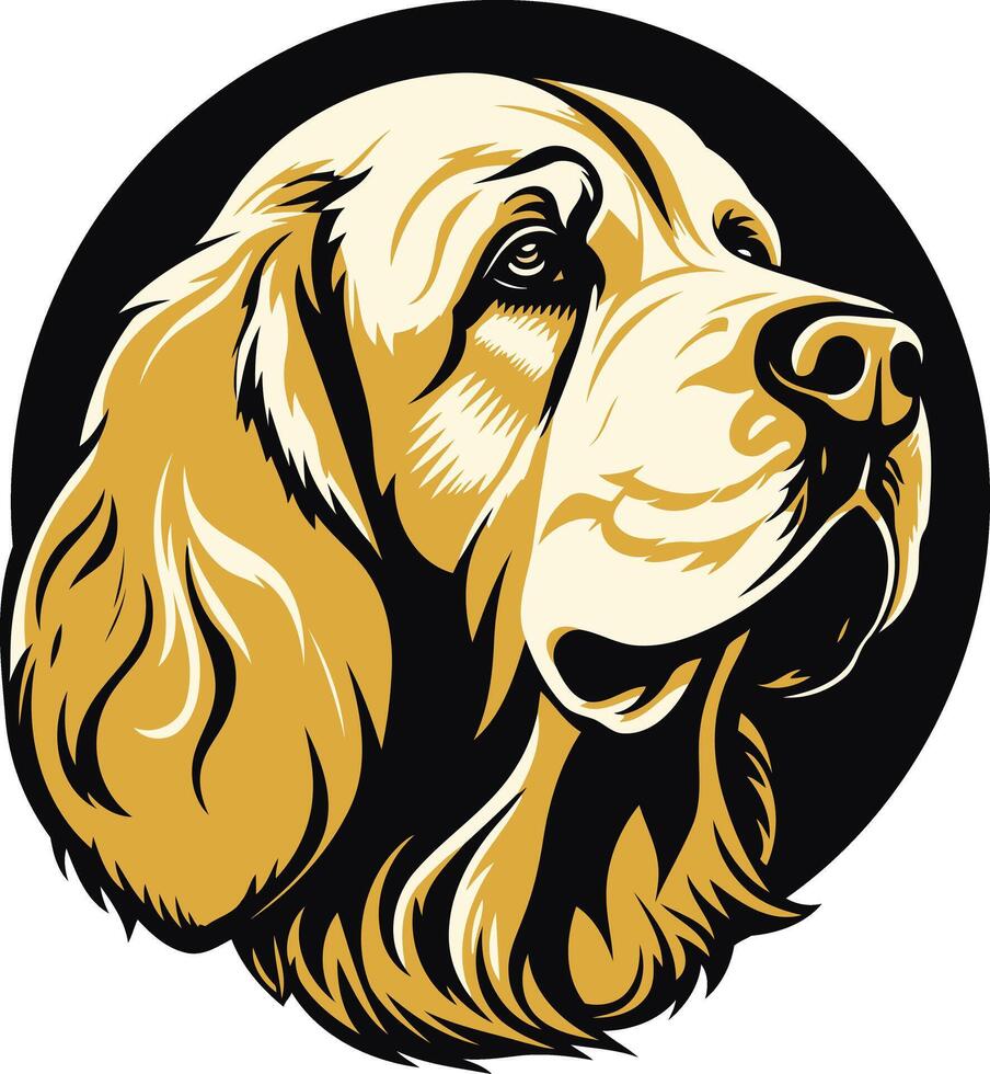 A bold and stylized illustration of a golden retriever's head, perfect for pet related businesses, branding, or designs vector