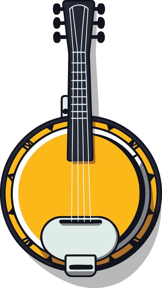 A vibrant, cartoon style illustration of a banjo, perfect for representing music, folk, bluegrass, or americana themes vector