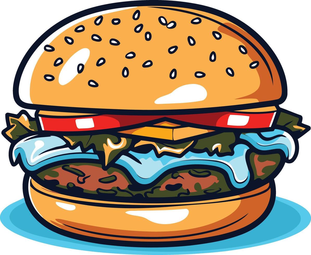 Cartoon Illustration of a Delicious Hamburger vector