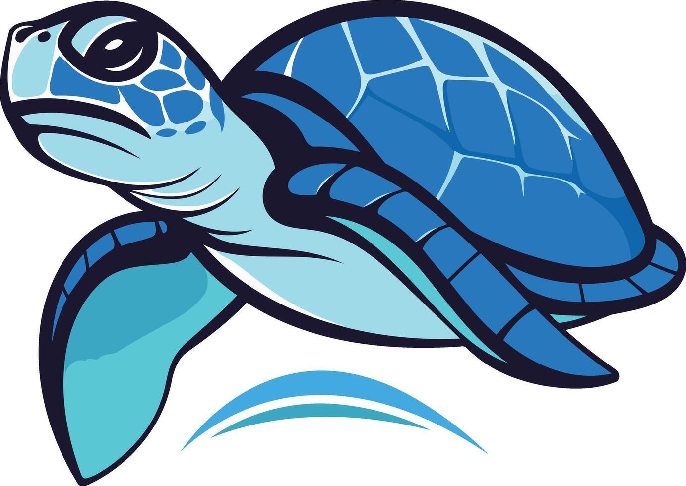 Cartoon Sea Turtle with Blue Shell vector